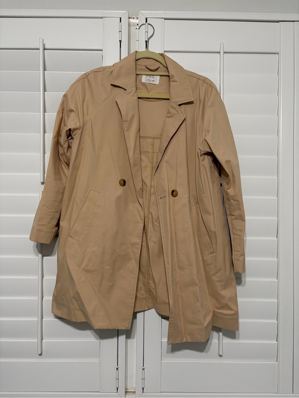 Zara Tan Trench Coat Jacket size small